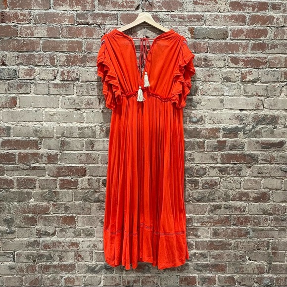 Free People Bali Will Wait For You Midi Red Dress Size Small - Picture 8 of 12